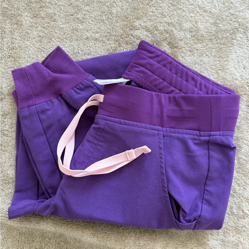 Figs Women's Purple Joggers with Pink Drawstring